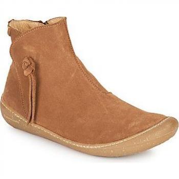 Botines de mujer El Naturalista PAWIKAN de piel con cierre de cremallera, color marrón, estilo casual, plano