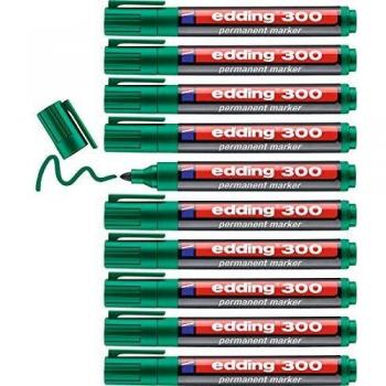 Edding 300 - Juego de 4 rotuladores permanentes rellenables, 1,5-3 mm, color verde