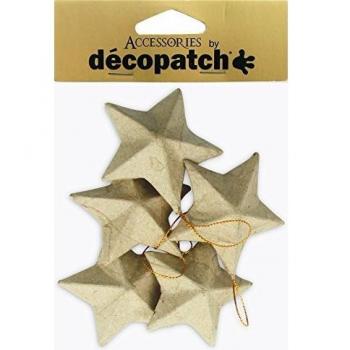 Decopatch NO009O-Juego de 5 Estrellas maché, Color marrón, Papel, 3x8x8cm