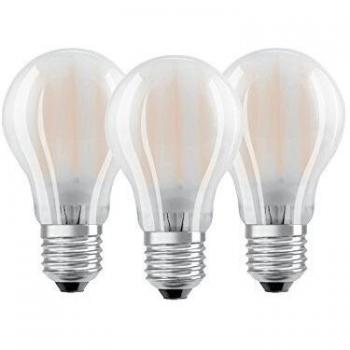 OSRAM LED Base Classic A / LED-lamp in bulb shape with E27-base / not dimmable / replacement for 60 Watt / Matt / warm white - 2700 Kelvin / pack of 3