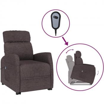 Sillón elevable reclinable de tela marrón oscuro ergonómico ajustable con reposapiés para sala de estar y oficina