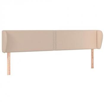 Cabecero de Cama con Orejas en Cuero Sintético Color Capuchino 203x23x78/88 cm
