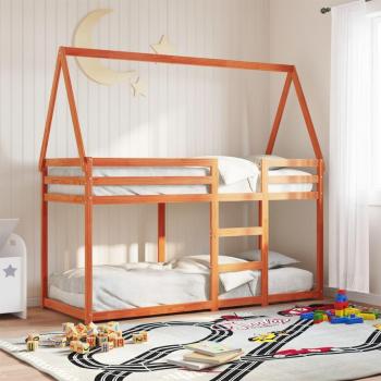 Litera con techo de cera 80x200 cm madera maciza de pino marrón