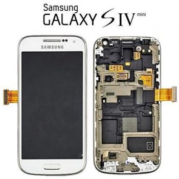 Pantalla Original Samsung Completa LCD + táctil + carcasa frontal y botón home Galaxy S4 Mini I9195 Blanco