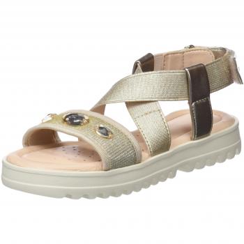 Geox J SANDAL CORALIE GIR, Sandalias con punta abierta, para Niñas, Dorado