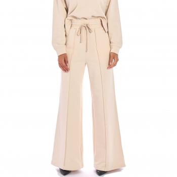 Twinset White Palazzo Trousers with Drawstring Waist, Relaxed Fit, Cotton, Size XS