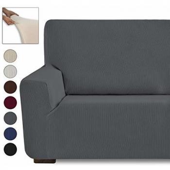 Eiffel Textile Milan Fundas para Sofa Elastica Adaptable Lisa, 94% poliéster 6% Elastano, Gris, Set 3+1+1 Plazas