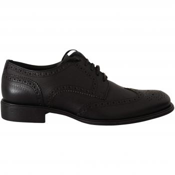 Dolce & Gabbana Black Leather Oxford Wingtip Formal Dress Shoes - EU39/US6