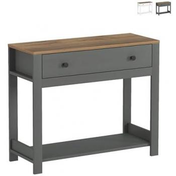 Consola para recibidor estilo clásico Corlay en blanco y negro con cajón