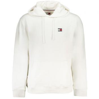Tommy Hilfiger Men's White Cotton Hoodie with Logo - Size 2XL