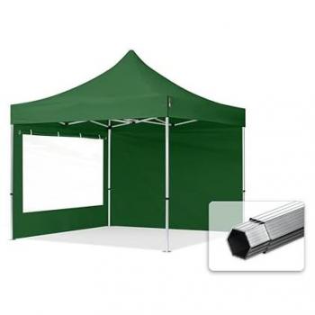 Carpa Plegable Profesional 3x3m de Aluminio 40mm con Laterales y Ventanas Panorámicas, PES 800, Verde Oscuro