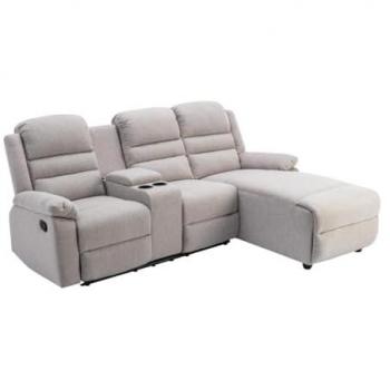 Sofá rinconera relax de tela beige ángulo derecho Macedonia