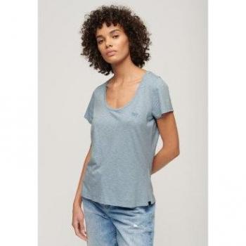 Superdry - Camiseta Studios Azul con Cuello Redondo Amplio