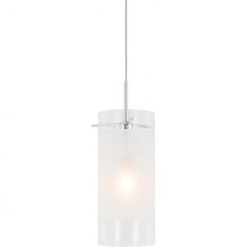Lámpara colgante moderna Blend Chrome - Lámpara colgante de cromo 1 luz con pantalla blanca y pantalla transparente, tipo de casquillo E27