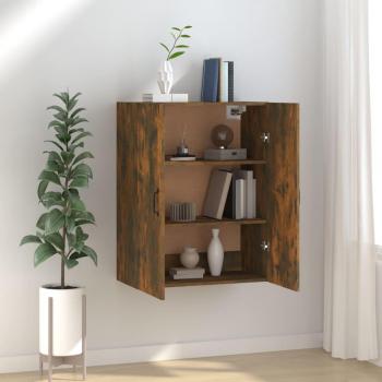Armario colgante de contrachapada en roble ahumado, dimensiones 69,5x34x90 cm, fabricado en madera multicapa