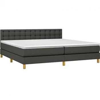 Cama Box Spring con Colchón Viscoelástico de Espuma, Protector, Muelles Ensacados, Adaptable, Acolchado Reversible, Tela Gris Oscuro 200x200 cm