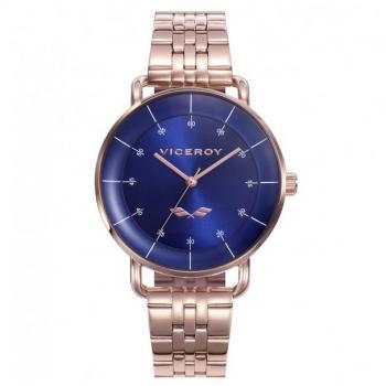Reloj Viceroy Mujer Colección Antonio Banderas Esfera Azul Caja Rosa Cadena Rosa