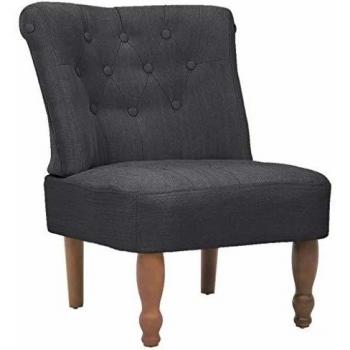 vidaXL Sillón de Estilo Francés Elegante Madera Marrón Tela Gris Asiento Salón