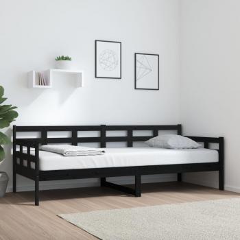 Sofá cama Dormeuse negro de madera maciza de pino 80x200 cm
