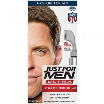 Just for Men Ultra Light Brown Hair Colour Dye For Short Hair, Comb Away The Greys – A25
