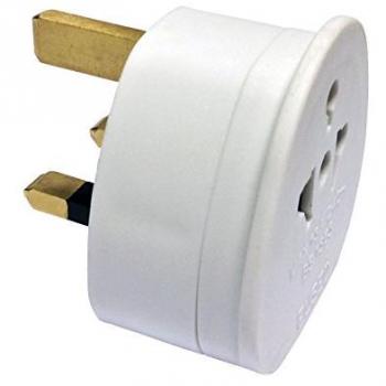 Adaptador de Viaje Universal 13A 2P Blanco con Conexión Inglesa y Multitoma Standard