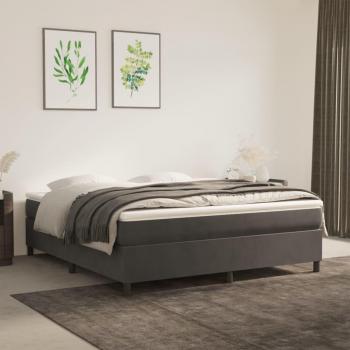 Cama box spring suave con colchón de terciopelo gris oscuro 160x200 cm