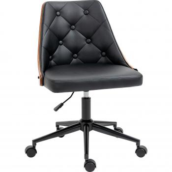 Vinsetto Silla de Oficina Ergonómica Giratoria con Altura Ajustable, Función Basculante, Tapizado en Cuero PU para Dormitorio y Oficina 54x54,5x76-86 cm
