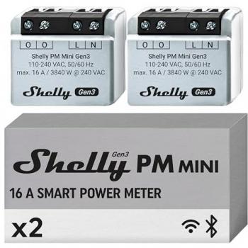 Shelly PM Mini Gen3 Smart Power Meter Hub (Dual Pack) - WiFi & Bluetooth, 16A, Home Automation