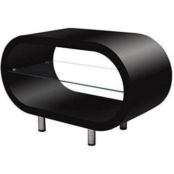 Mesita de café/TV con Forma Ovalada, Color Negro Brillante