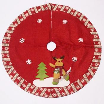 Falda del árbol de Navidad Rojo/Verde con Estampado de Muñeca de Nieve o Reno