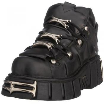 New Rock Unisex Black Gothic Leather Ankle Boots EU 41