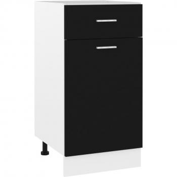 Armario inferior de cocina con cajón en contrachapada negro, dimensiones 40x46x81,5 cm
