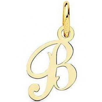 Colgante oro 18k letra inglesa B mayúscula 11mm. lisa calada
