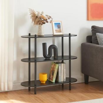 Librería Øvre negra con 3 estantes de metal 77x80x30cm