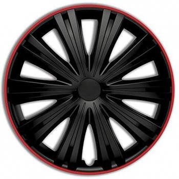 Tapacubos Giga R 13 pulgadas negros y rojos - Set de 4 piezas