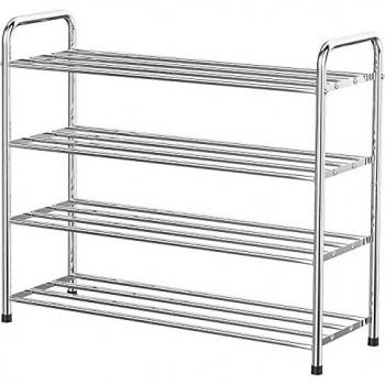 FANHAO Zapatero de 4 niveles de acero inoxidable Versión mejorada, organizador de zapatos, con capacidad para 12-16 pares de zapatos, para sala de estar, guardarropa y pasillo,68 x 26 x 65 cm