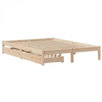 Estructura de cama sin colchón madera de pino maciza 120x200 cm Marrón