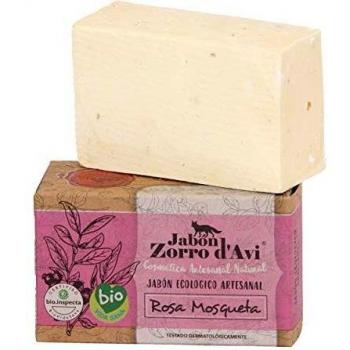 Jabón Zorro D’Avi | Jabón Natural Ecológico de Rosa Mosqueta | 120 gr | Antiestrías, Reafirmante y Regenerador | Jabón Biodegradable Zero Waste | Jabón Facial y Corporal | Fabricado en España