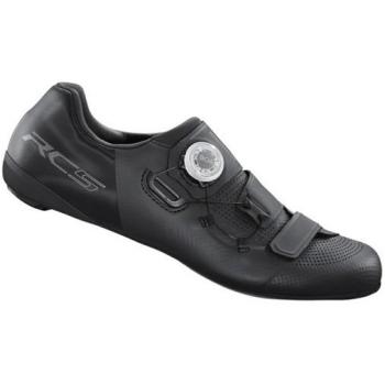 Zapatillas de carretera Shimano RC502 negras, talla 43, características: diseño aerodinámico, cierre con doble velcro y hebilla, suela rígida para mayor transferencia de potencia, sistema de ventilación para comodidad en largas dist