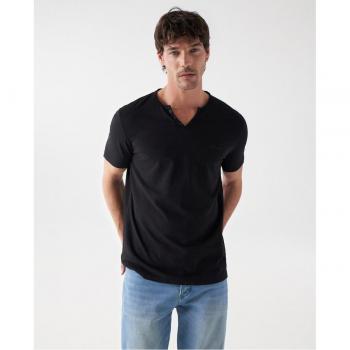 Camiseta de hombre lisa con escote de pico Salsa Jeans con branding