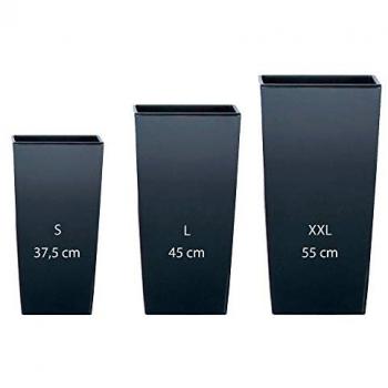 Pack de 3 macetas altas Urbi Square de plástico en color antracita con depósito (11,4/19/35 litros) Prosperplast