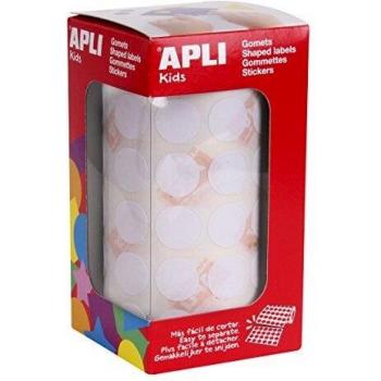 APLI Kids 11904 - Rollo de gomets redondos, color blanco, 15 mm