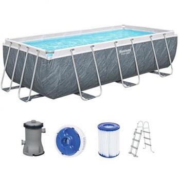 Piscina Desmontable Bestway Power Steel 404x201x100 cm con Depuradora de Cartucho 2.006 L/h, Escalera y Dispensador Químico