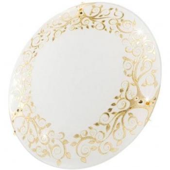 Plafón moderno SERENA de cristal decorativo 2 luces oro 24 quilates con pantalla oro medici