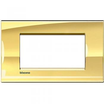 Placa Cuadrada Livinglight Oro Frío 4 Módulos BTICINO LNA4804OA