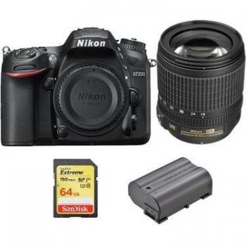 Cámara Réflex Digital Nikon D7200 Kit 18-105mm F3.5-5.6 VR + Tarjeta SD 64GB + Batería EN-EL15B