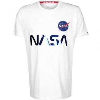 Alpha Industries NASA Reflective T-Shirt - Men's White/Blue, XL