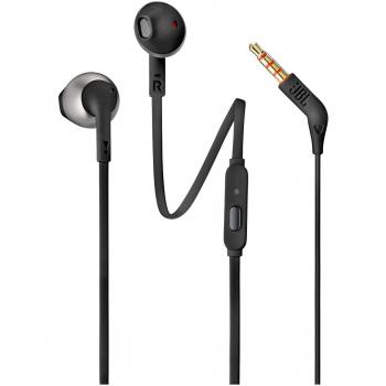 Auriculares Intrauditivos JBL T205, Binaural, Alámbrico, Pure Bass, con Micrófono y Jack 3.5mm - Negro