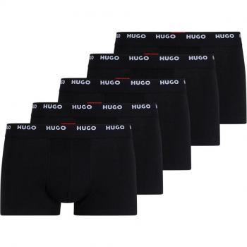 Pack de 5 bóxers HUGO para hombre, algodón elástico, color negro, con logo en la cintura