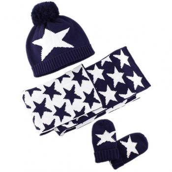 LifenewBaby - Ensemble Bonnet, écharpe et Gants - Fille - Bleu - S
